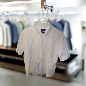 Men’s Button Up Dress Shirt Short Sleeves Size Large White George